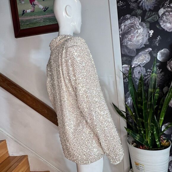 Anthropologie MABLE Pearl Sequin Mix Blazer / Size L - Picture 9 of 14